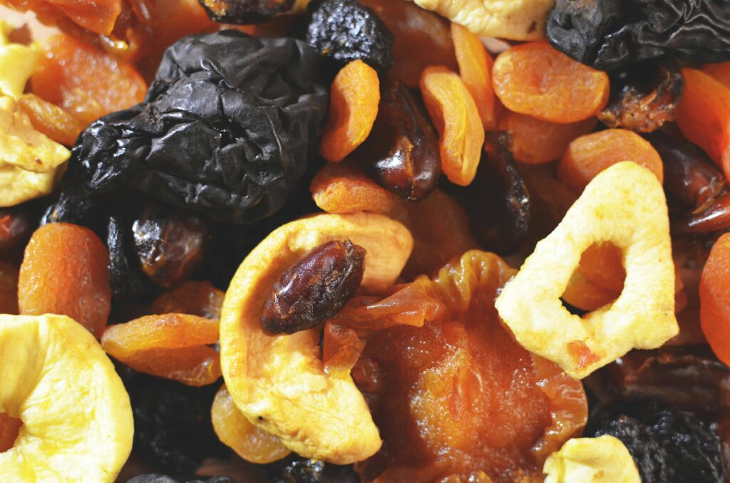 Trail mix with raisins, nuts, and seeds as an energy-dense snack