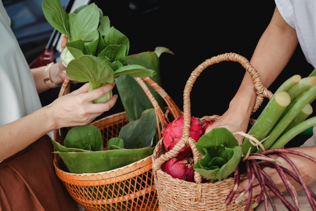 A farmer’s market with fresh produce