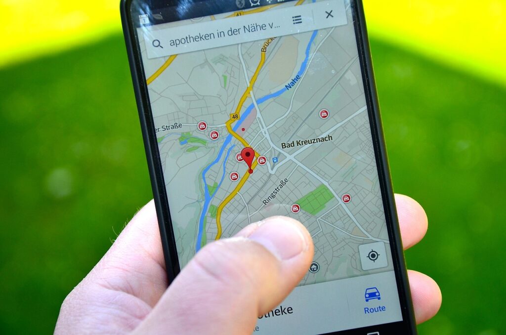 Someone using Google Maps or Yelp to search “healthy food near me”